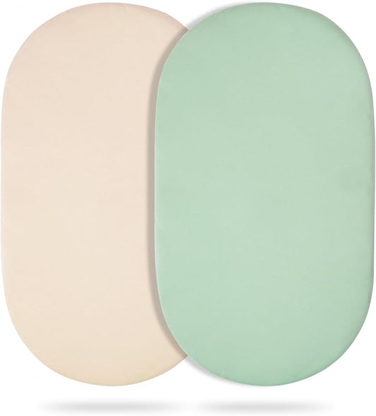 Bassinet Sheets (2-Pack), Soft Breathable Fitted for Bassinet Mattress, Ideal for Boys Girls
