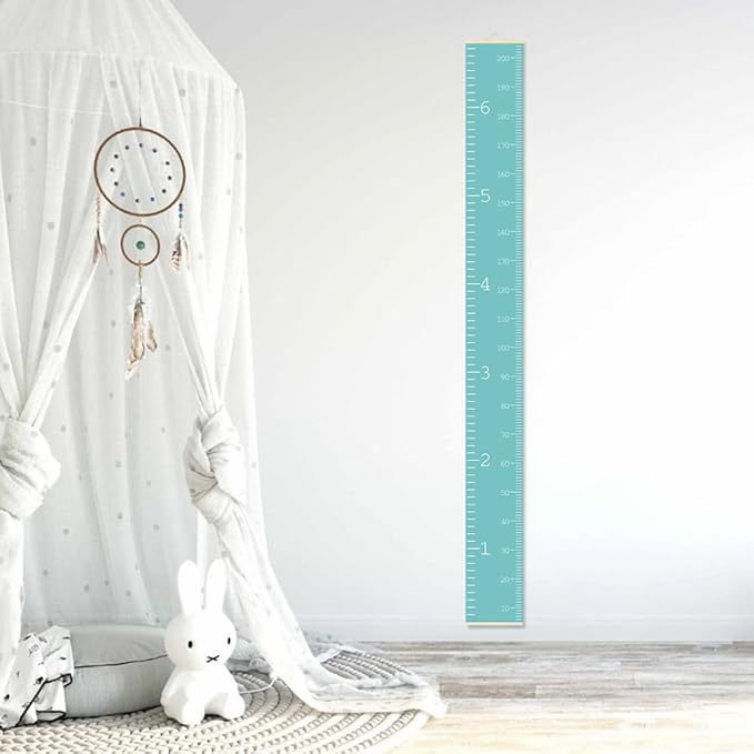 Nustila Kids Height Wall Chart Green Height Measurement for Wall Growing Chart for Childrens Room Decor- Nordic Color Print Growth Chart for Room Décor 79 x7.9 in