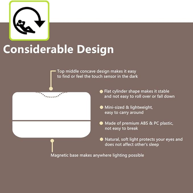 RTSU Rechargeable Mini Touch Night Light, Wireless LED Lamp for Kids - Portable, Dimmable Nursery Lamp