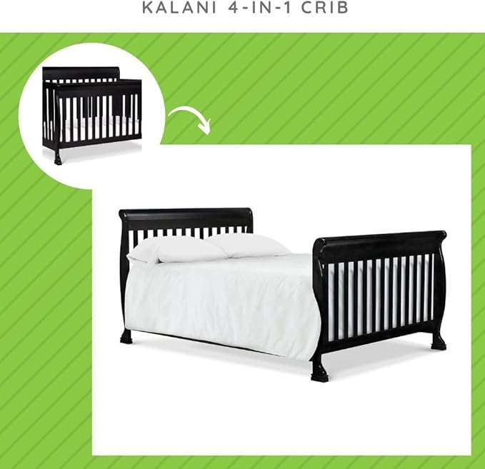 Universal Twin and Full-Size Conversion Kit Bed Rails for Davinci Baby Convertible Cribs - Solid Wood Rail - Toddler & Adult Bed Rail for Twin & Full-Size Bed - Nursery Furniture (Ebony)
