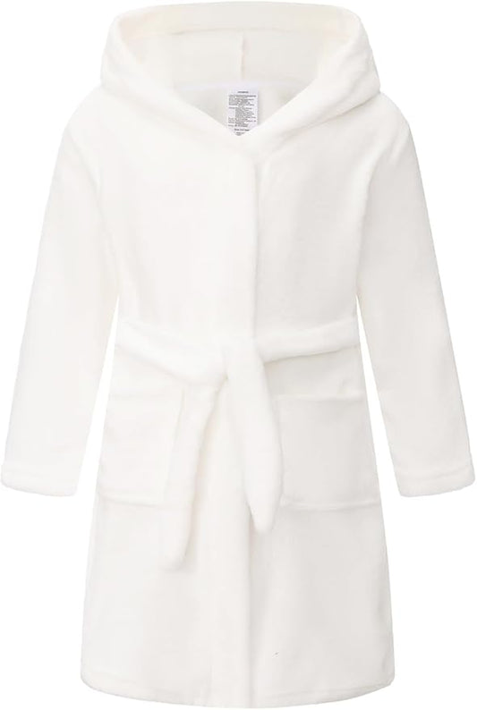 Girls Fleece Hooded Robe Warm Sleepwear for Toddler Kids Soft Fuzzy Bathrobe Gifts