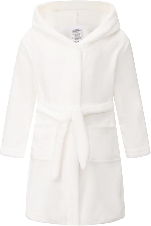 Girls Fleece Hooded Robe Warm Sleepwear for Toddler Kids Soft Fuzzy Bathrobe Gifts