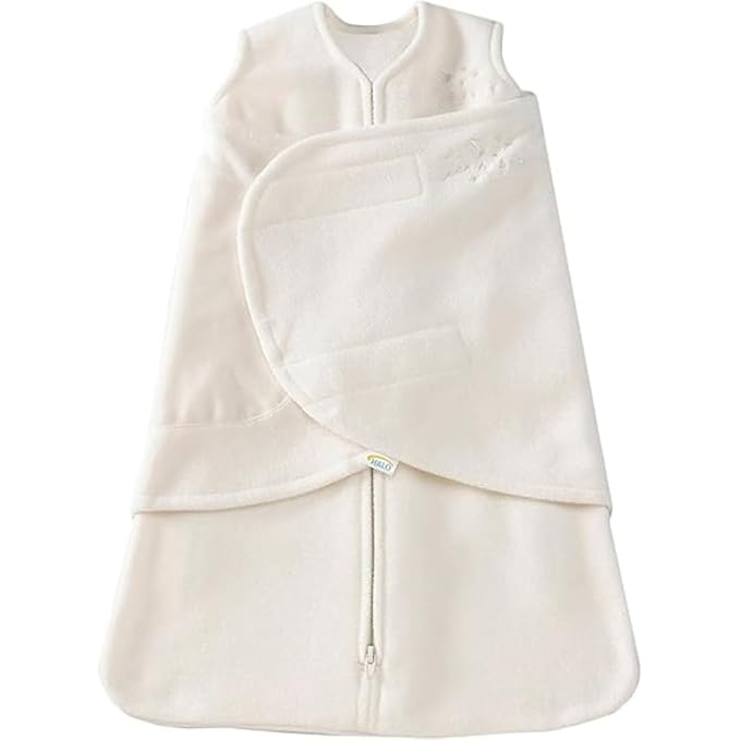 HALO Micro-Fleece Sleepsack Swaddle, 3-Way Adjustable Swaddle Blanket for Newborn and Infants, TOG 3.0 for Cold Climates, Hip Healthy, Cream, Newborn, 0-3 Months
