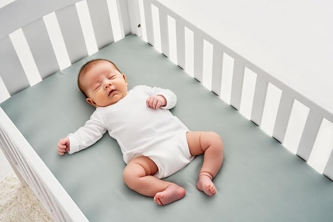 American Baby Company 2 Pack Fitted Crib Sheets 28" x 52", 100% Polyester Ultra Soft Microfiber, White/Green, for Boys and Girls, Fits Crib and Toddler Bed Mattresses