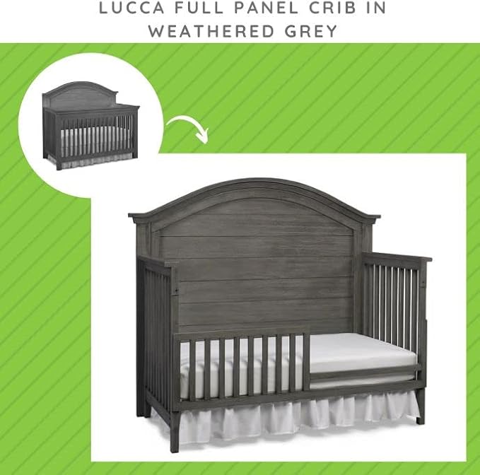 Toddler Bed Safety Guard Rail for Dolce Babi Convertible Cribs - Solid Wood Rail for Convertible Crib to Toddler Bed Conversion - Safety Bed Rail for Children (Weathered Grey)