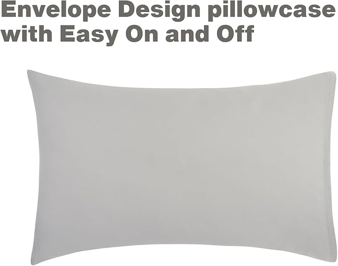 EVERYDAY KIDS 4 Piece Toddler Bedding Set - Includes Comforter, Flat Sheet, Fitted Sheet and Pillowcase - Solid Grey