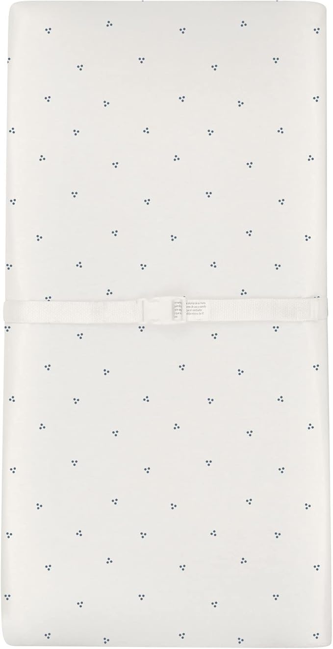 Ely's & Co. Patent Pending Waterproof Changing Pad Cover Sheets, 100% Cotton with Waterproof Lining – 2 Pack Fitted Cradle Sheet Set, Berry and Cluster Dot (Blue) 34” x 17”