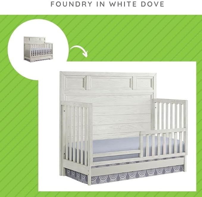Toddler Bed Safety Guard Rail for Westwood Design Convertible Cribs - Solid Wood Rail for Convertible Crib to Toddler Bed Conversion - Safety Rails for Children's Beds (White Dove, Foundry Crib)