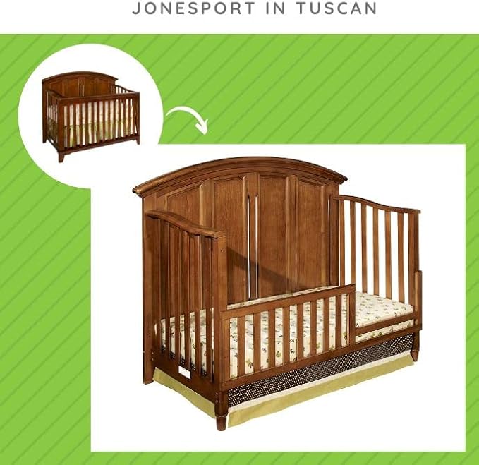 Toddler Bed Safety Guard Rail for Westwood Design Convertible Cribs - Solid Wood Rail for Convertible Crib to Toddler Bed Conversion - Safety Rails for Children's Beds (Tuscan, Jonesport)