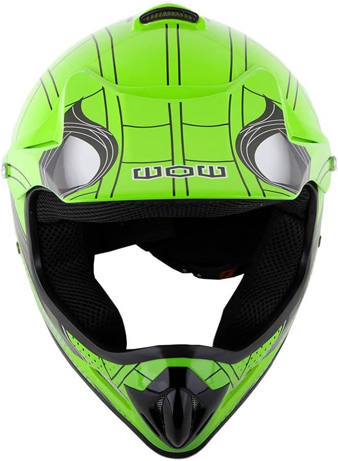 WOW Youth Kids Motocross BMX MX ATV Dirt Bike Dianosour Helmet Dragon + Goggles + Martian Youth Glove Bundle: HJOY MG Bundle