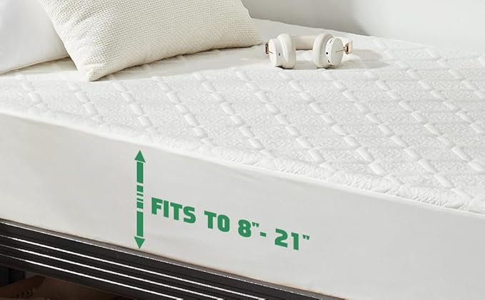 UNILIBRA Twin XL Size Waterproof Mattress Protector, 3D Air Rayon Made from Bamboo Cooling Mattress Cover, Breathable Deep Pocket Mattress Pad Fits to 8''-21'' White