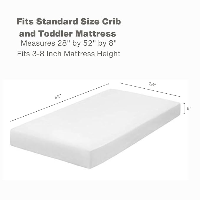 Everyday Kids 2-Pack Fitted Crib Sheets, 100% Soft Breathable Microfiber Baby Sheet, Fits Standard Size Crib Mattress 28in x 52in, Pink Nursery Sheet and White Nursery Sheet