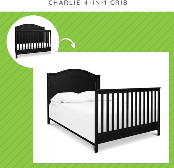 Universal Twin and Full-Size Conversion Kit Bed Rails for Davinci Baby Convertible Cribs - Solid Wood Rail - Toddler & Adult Bed Rail for Twin & Full-Size Bed - Nursery Furniture (Ebony)