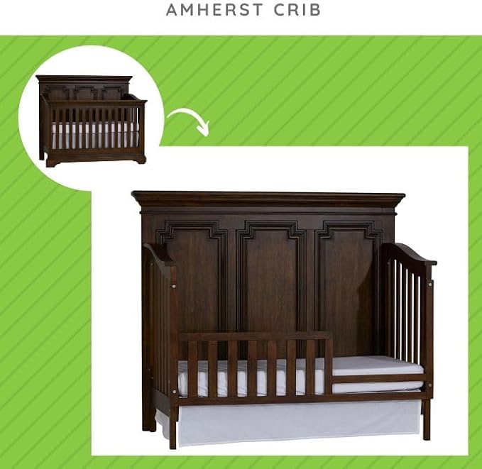 Toddler Bed Safety Guard Rail for Kingsley & Centennial Convertible Cribs - Solid Wood Rail for Convertible Crib to Toddler Bed Conversion - Safety Bed Rail for Children (Burnt Oak)