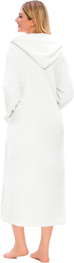 Umeyda Girls & Women Fleece Hooded Robes, Soft Fuzzy Bathrobe Warm Plush Fluffy Bath Robe for Kids Womens