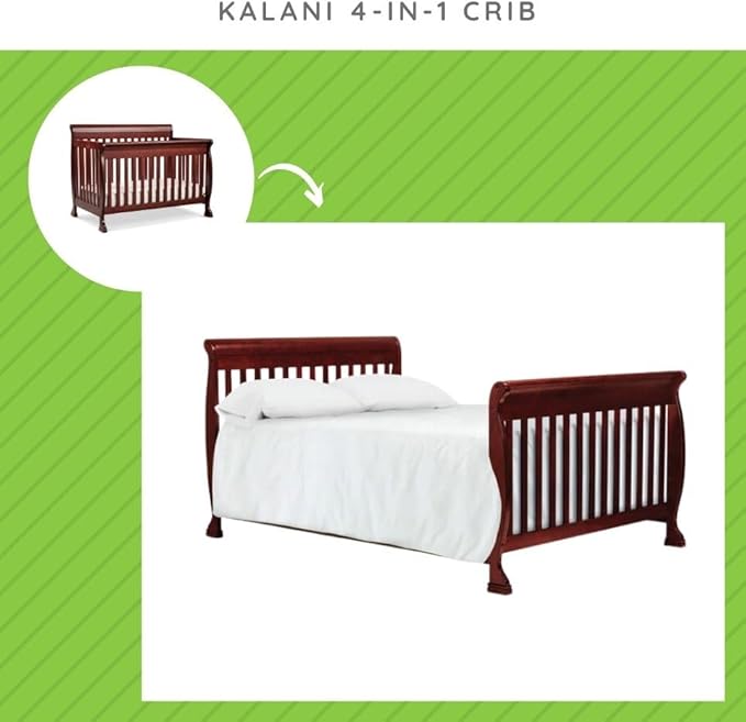 Universal Twin and Full-Size Conversion Kit Bed Rails for Davinci Baby Convertible Cribs - Solid Wood Rail - Toddler & Adult Bed Rail for Twin & Full-Size Bed - Nursery Furniture (Rich Cherry)
