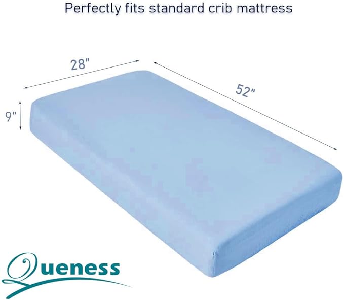 Muslin Crib Sheets for Baby Boys Girls, Neutral Fitted Crib Mattress Sheet for Standard Crib and Toddler Mattress, Soft and Breathable Bed Covers, 28” x 52” (Sky Blue)