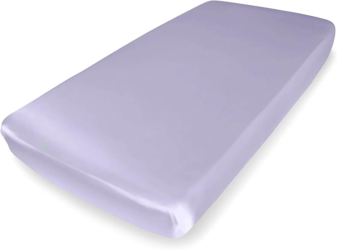 Mulberry Park Fitted Silk Crib Sheet - Grade 6A Pure 19 Momme Toddler Bedding - Gentle on Baby's Delicate Skin, Helps with Bald Spot, Eczema, Dry Skin & Cradle Cap - 28" x 52" / Peaceful Purple