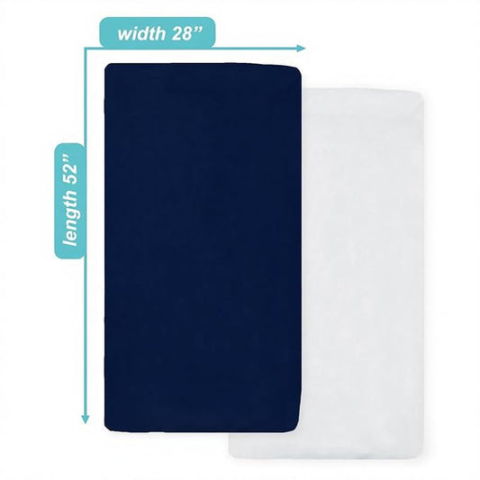 American Baby Company 2 Pack Fitted Crib Sheets 52" x 28" - Ultra Soft Microfiber Crib and Toddler Bed Sheets, White/Navy, Neutral for Boys & Girls
