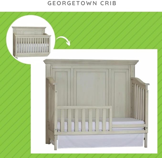 Toddler Bed Safety Guard Rail for Kingsley & Centennial Convertible Cribs - Solid Wood Rail for Convertible Crib to Toddler Conversion - Safety Rail for Children (Antique White - Kennedy & Venetian)