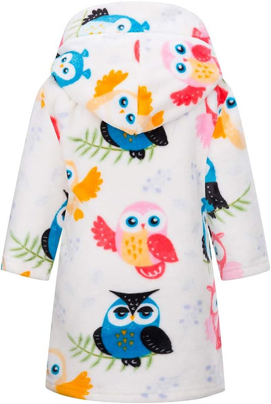 DELEY Girl's Robe Baby Boys Hoodie Robes Toddler Bathrobes for Kids Pajamas Sleepwear