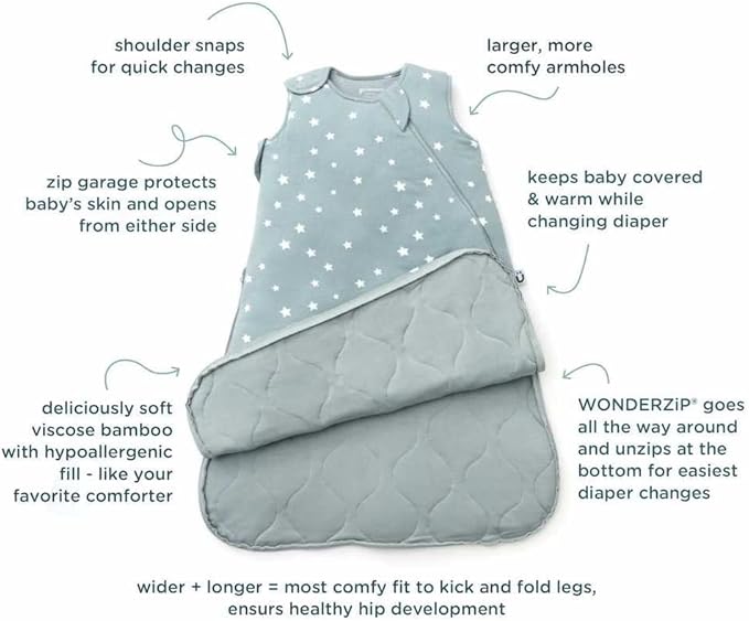 GUNAMUNA Unisex Baby, Toddler Wearable Sleeping Bag Bamboo Rayon, Premium Duvet Sleep Sack, 0.5 TOG