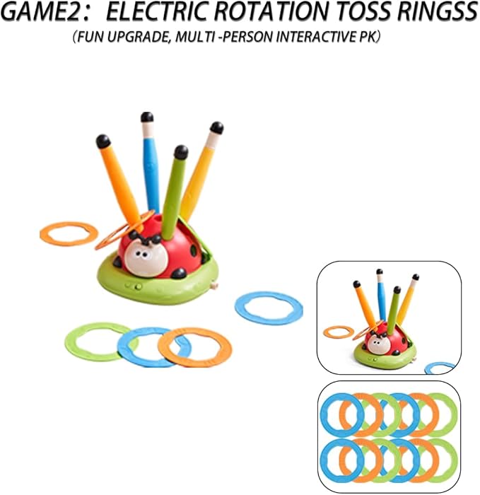 Powza 3 in 1 Musical Jump, Toss Ring Game and Stomping Launch Rocket Launcher for Kids Outdoor Toys with Remote Control, Indoor Outside Toy for Kids Ages 4-8 Toys for Ages 5-7 8-13 Birthday Gifts
