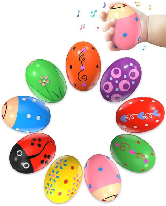 9 Pack Wooden Percussion Musical Shaker Christmas Stocking Stuffers for Toddler, Baby Stocking Easter Basket Stuffers Gifts Montessori Toys for Toddlers Kids Babies Boys Girls