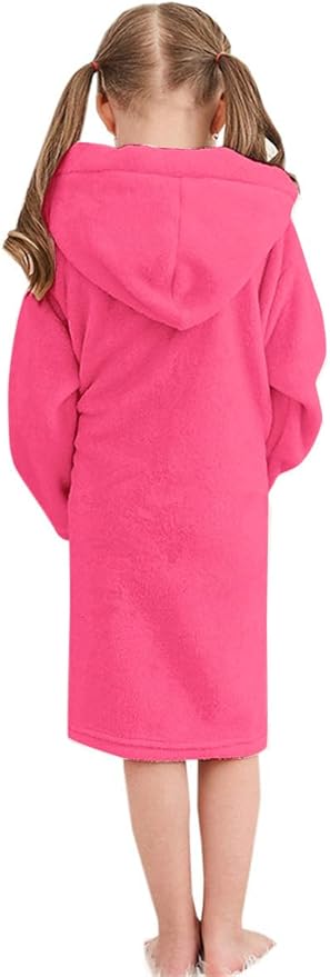 Umeyda Girls Fleece Hooded Robes, Warm Printed Bath Robe for Kids Soft Fuzzy Bathrobe for Gifts
