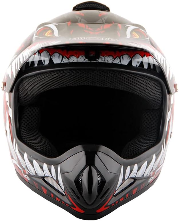 WOW Youth Kids Motocross BMX MX ATV Dirt Bike Dianosour Helmet Dragon + Goggles + Martian Youth Glove Bundle: HJOY MG Bundle