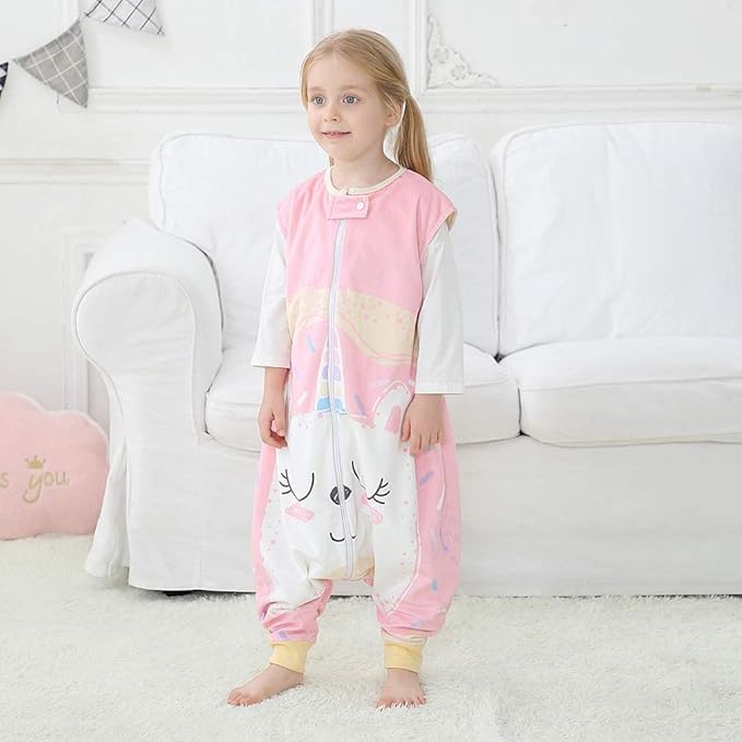 MICHLEY Toddler Sleeping Sack with Feet Newborn Infant Sleeveless Sleeping Bag 2-way Zipper Baby Wearable Blanket for Walkers,Pink Unicorn,3-5T