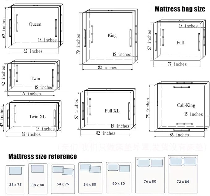 Mattress Bags Covers for Moving and Storage(Cali King Size),Mattress Cover Bags for Moving- Heavy Duty,Mattress Protector for Moving,Mattress Bags for Storage,Moving Bags,Moving Supplies