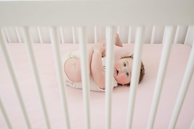 Ecolino Fitted Crib Sheet, 100% Organic Cotton Baby Crib Sheets for Boys and Girls. Fits Standard Crib and Toddler Mattresses, Soft and Breathable in Petal