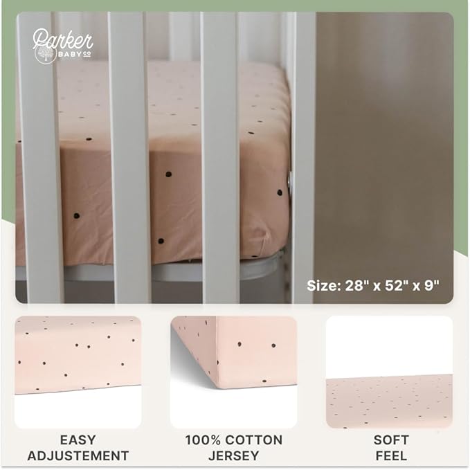 Parker Baby Soft & Durable Fitted Baby Crib Sheets | Snug Fit for Standard Crib Mattresses | Machine Washable, Fade-Resistant & Modern Nursery Designs