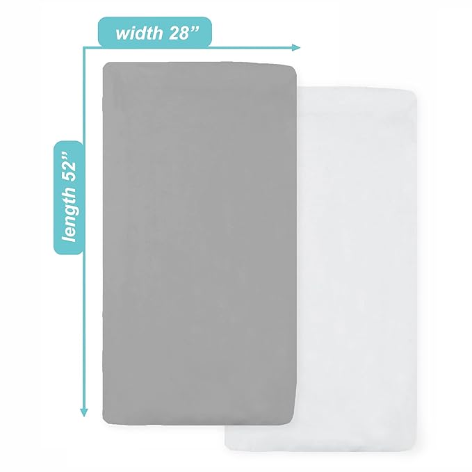 American Baby Company 2 Pack Fitted Crib Sheets 52" x 28" - Ultra Soft Microfiber Crib and Toddler Bed Sheets, White/Gray, Neutral for Boys & Girls
