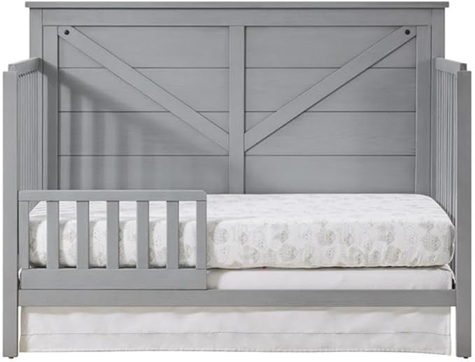 Pemberly Row Modern Farmhouse Wood Guard Rail in Gray Finish