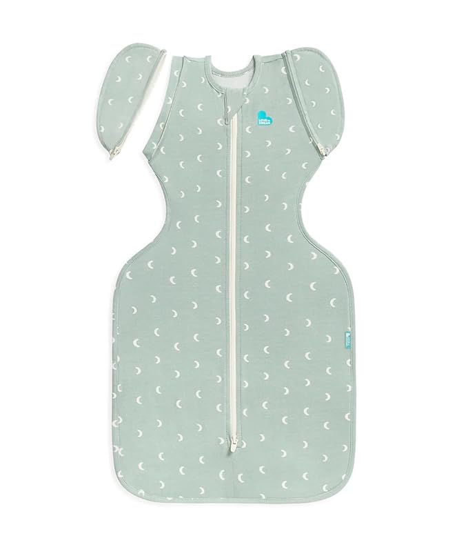 Love to Dream Swaddle Up Transition Bag Original, Arms Up Position, Light and Ultra Breathable Cotton - Sleep Bag - 1.0 TOG - (20-24°C) Ideal for Moderate Temps (Moon Olive, Large, 8.5–11kg)