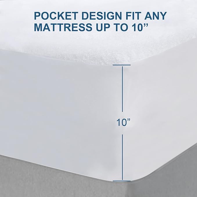 Cot Size Mattress Protector Waterproof,Smooth Top Mattress Protector for Kids,Breathable Skin Friendly and Noiseless Fitted Sheet,Viscose Terry Mattress Cover