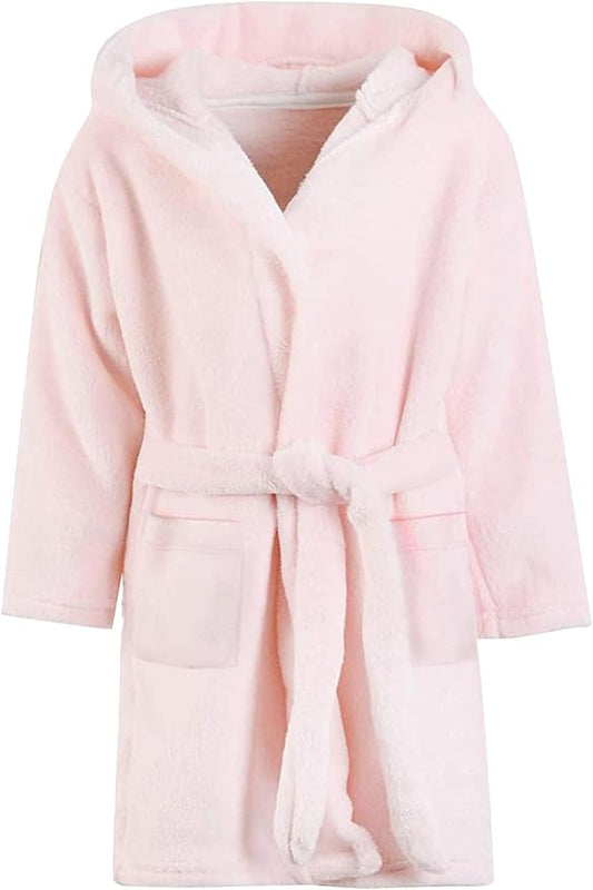 Umeyda Girls Fleece Hooded Robes, Warm Printed Bath Robe for Kids Soft Fuzzy Bathrobe for Gifts