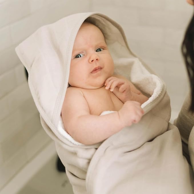 Little Unicorn Premium Infant Hooded Bath Towel| Soft & Absorbent Cotton & Terry Fabric for Newborns (Porpoise)