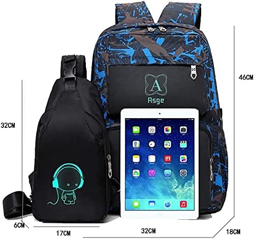 Asge Backpack for School Boys Backpacks for Kids Camo Bookbag for Middle School Bags Waterproof Travel Back Pack (Blue) | for School, Backpacks, for Kids, Bookbag, for Middle School, Bags