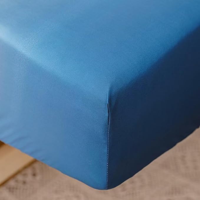 CLOTHKNOW Blue White Toddler Bedding Sets for Boys, 4 Pieces Bedding Sets, Blue Gradient Pattern, Soft Crib Bed Set Including Comforter, Flat Sheet, Fitted Sheet and Pillowcase, Blue