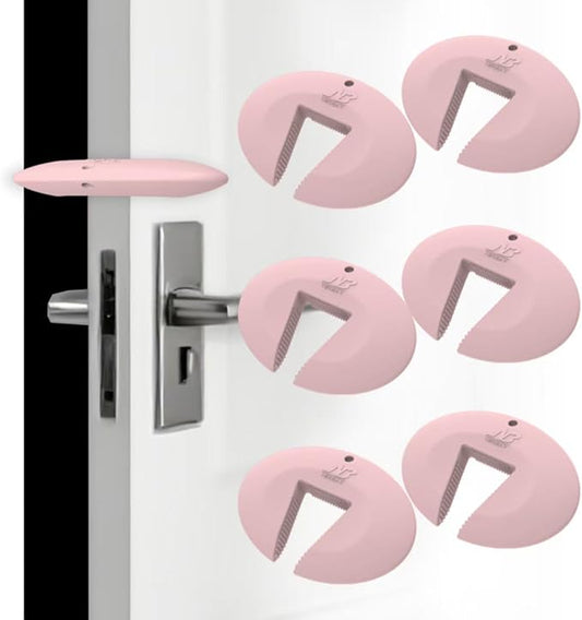 Neobay Door Pinch Guard and Door Slam Stopper, Durable Silicone Door Finger Pinch Guard, Prevents Slamming on Even Heavy Doors, Non-Toxic & Pet Friendly, 6 Packs Pink.