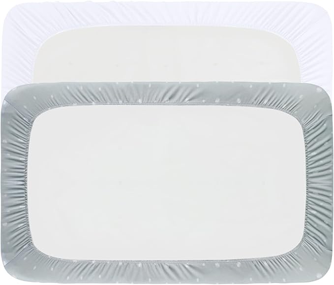Bassinet Sheets 20" x 30" Fit for Graco Travel Lite Crib, My View 4 in 1, Fodoss, Guava Lotus, Yacul, Cloud Baby Premium and Maxi-Cosi Swift Lightweight Bassinet, Ultra Soft, White & Grey Ball, 2 Pack
