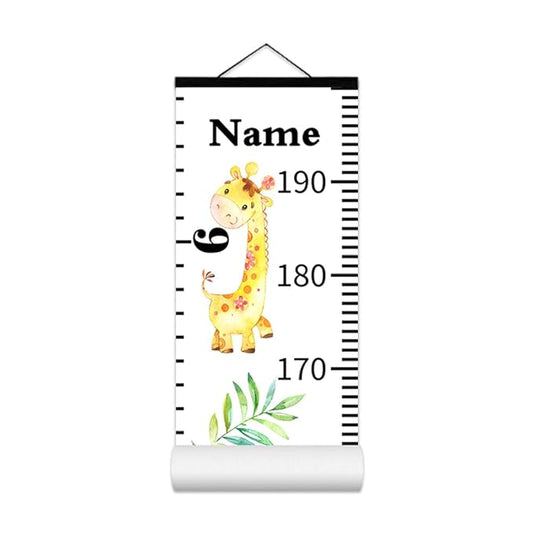 Personalized Growth Chart for Kids, Baby Height Chart with Custom Name, 77"x7.9" Canvas and Black Wood Height Measuring Rulers for Boys Girls Removable Wall Ruler Hanging for Nursery Decor - Animals