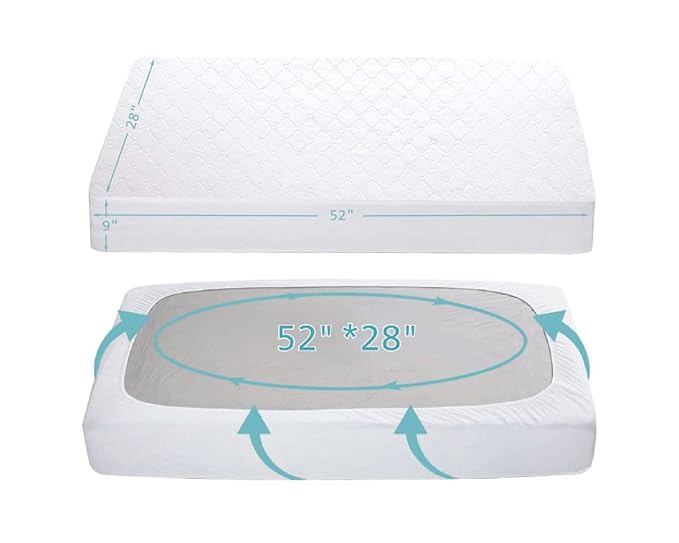 American Baby Company Waterproof Fitted Crib Mattress Protector 52" x 28" - Quilted, Noiseless, Ultra-Soft & Breathable Crib & Toddler Mattress Pad Cover