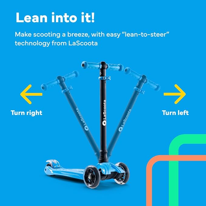 LaScoota 2-in-1 Kids Kick Scooter, Adjustable Height Handlebars and Removable Seat, 3 LED Lighted Wheels and Anti-Slip Deck, for Boys & Girls Aged 3-12 and up to 100 Lbs.