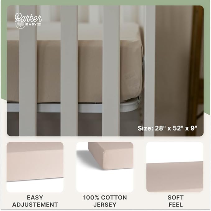 Parker Baby Soft & Durable Fitted Baby Crib Sheets | Snug Fit for Standard Crib Mattresses | Machine Washable, Fade-Resistant & Modern Nursery Designs