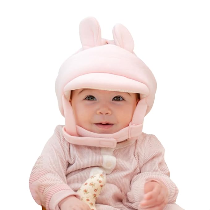 Baby Head Protector- Baby Helmet Cotton, Adjustable & Ultra-Lightweight Head Protector for Crawling & Walking Infants, Toddlers (Bunny(Pink))