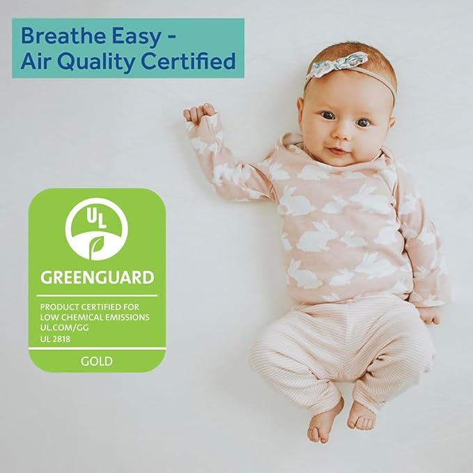 Sealy Baby Orion Antibacterial 2-Stage Breathable Crib Mattress, Toddler Bed Fit, Lightweight, Waterproof, Non-Toxic, GREENGUARD Gold Certified, USA Made, Safety & Quality Tested, 52x28